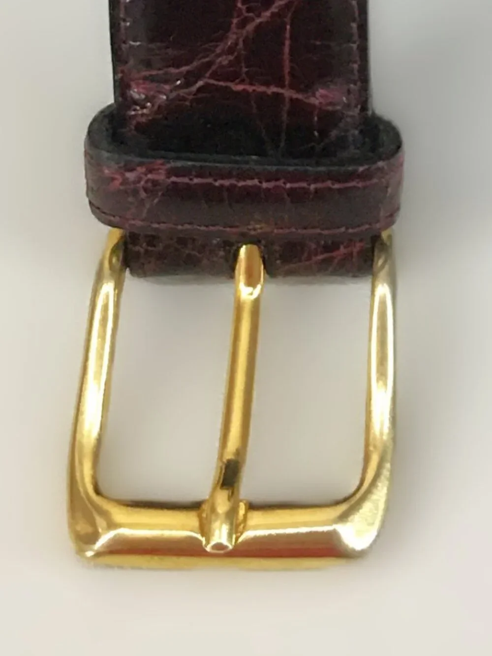Vintage GARY'S & CO Genuine Caiman Crocodile Leather Belt 40 Burgundy Brass